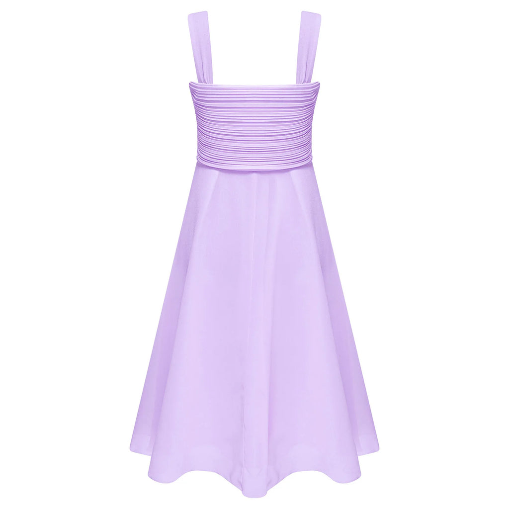 Robe de soirée élégante pour enfants filles, robe Maxi sans manches, corsage froncé en mousseline, robe de princesse de demoiselle d'honneur de mariage