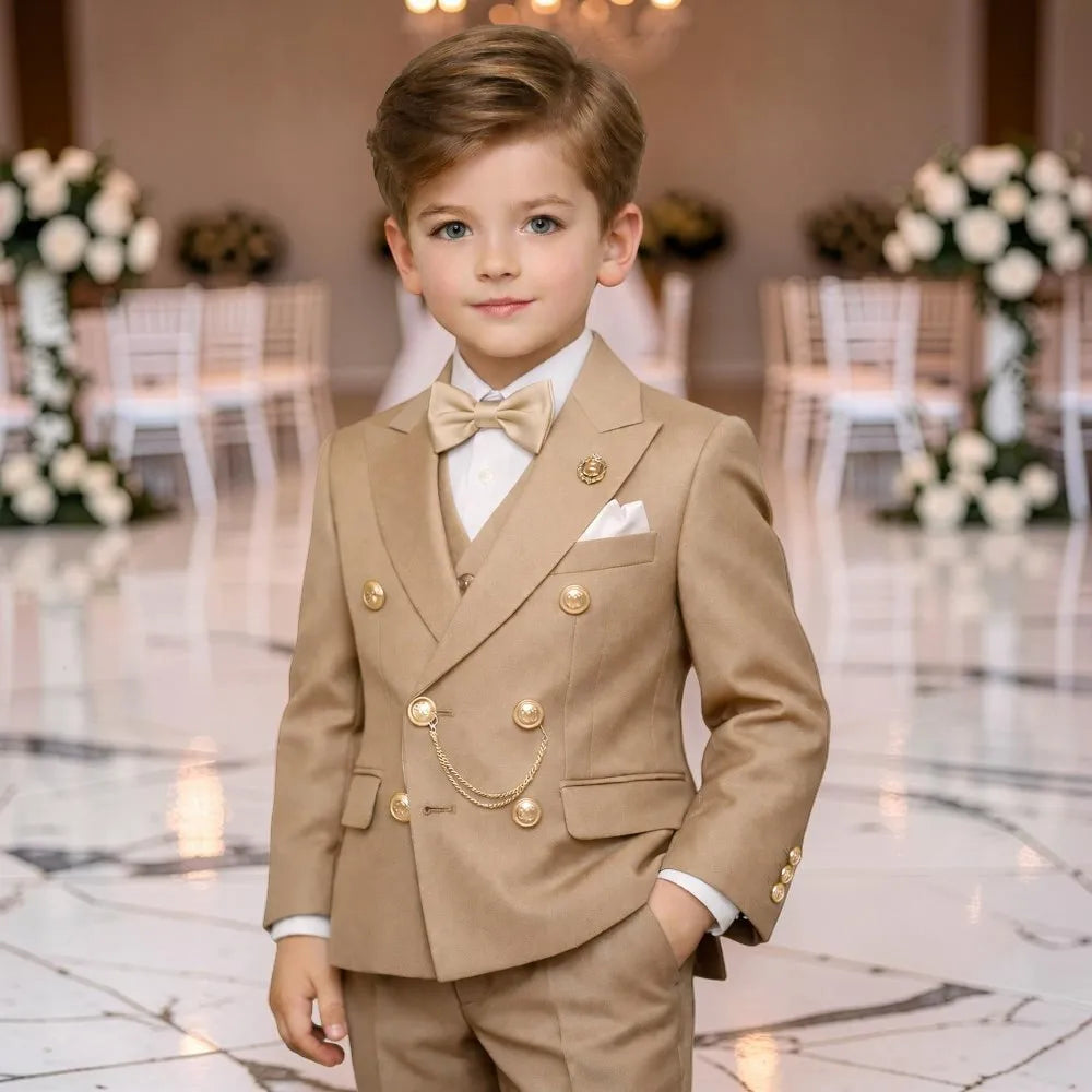 Costume Garçon Croisé 2 Pièces pour Mariage, Tenue de Garçon d'Honneur pour Anniversaire, Ensemble Enfant Sur Mesure Blazer et Pantalon