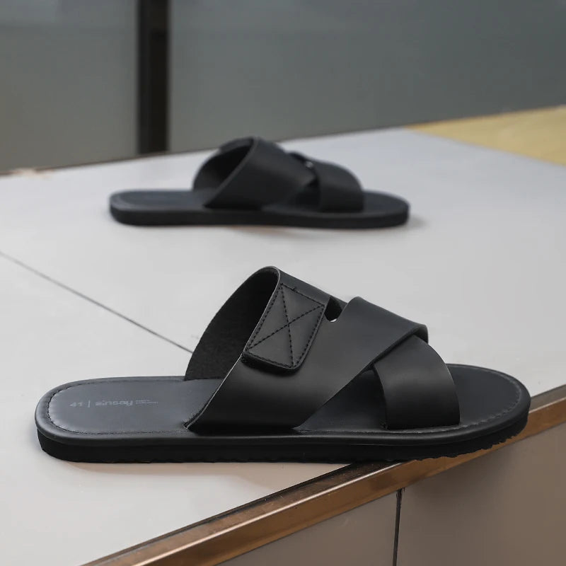 Sandales pour hommes 2026, nouvelle collection été, style coréen, sport et loisirs, légères et confortables, semelle plate, grandes tailles 46