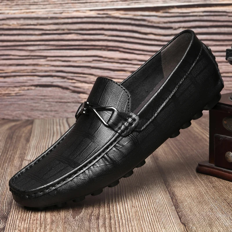 Mocassins souples en cuir véritable pour hommes, chaussures plates confortables, mocassins de conduite, grande taille 36-47, haute qualité, marque de mode, luxe