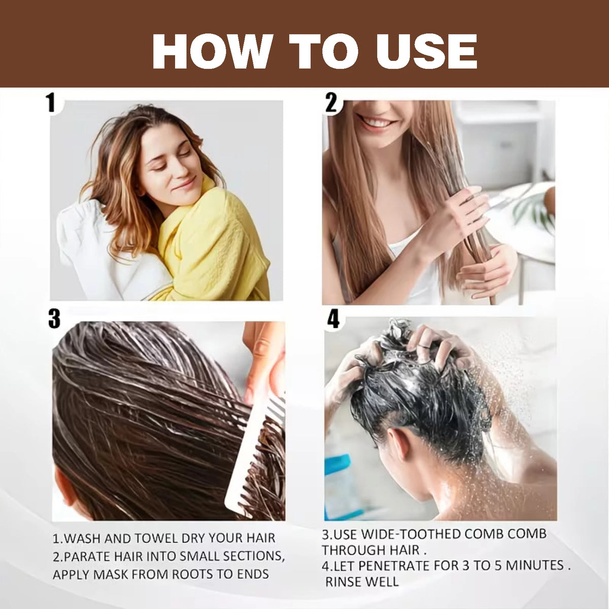 Masque capillaire à la noix de coco, traitement hydratant sans rinçage pour des cheveux lisses, souples et anti-frisottis