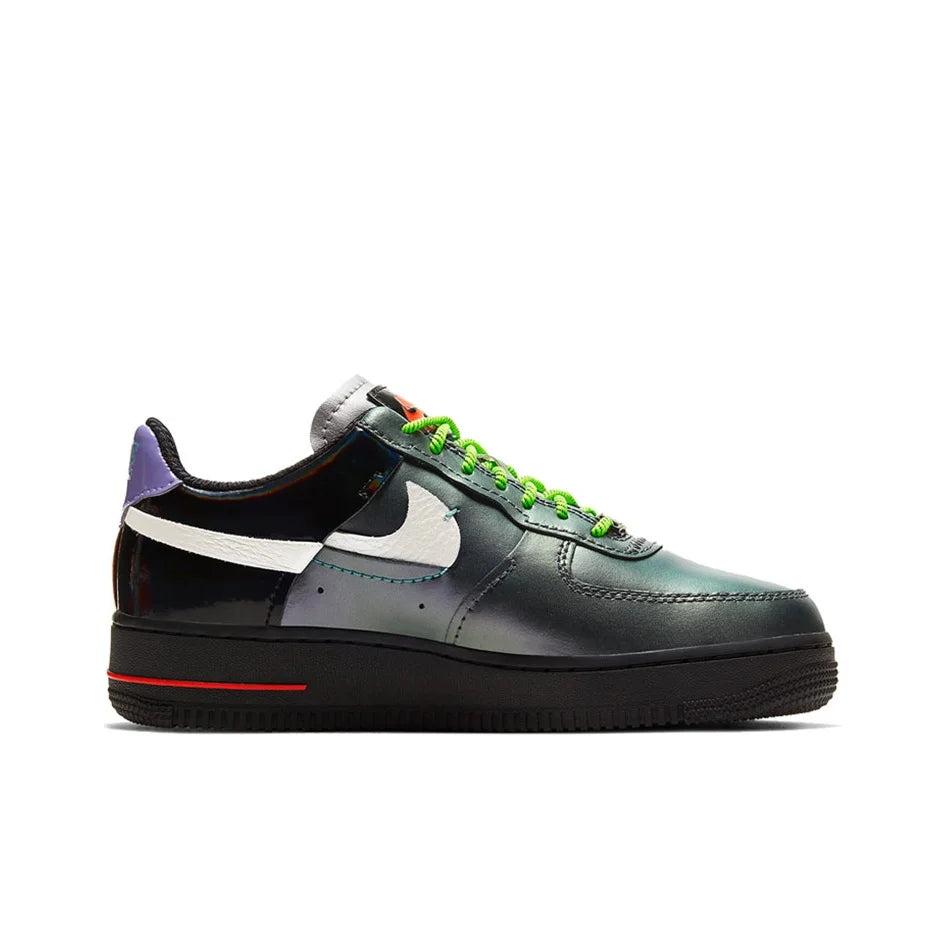 Chaussures de skateboard Nike Air Force 1 pour femme, coupe basse, gris/vert
