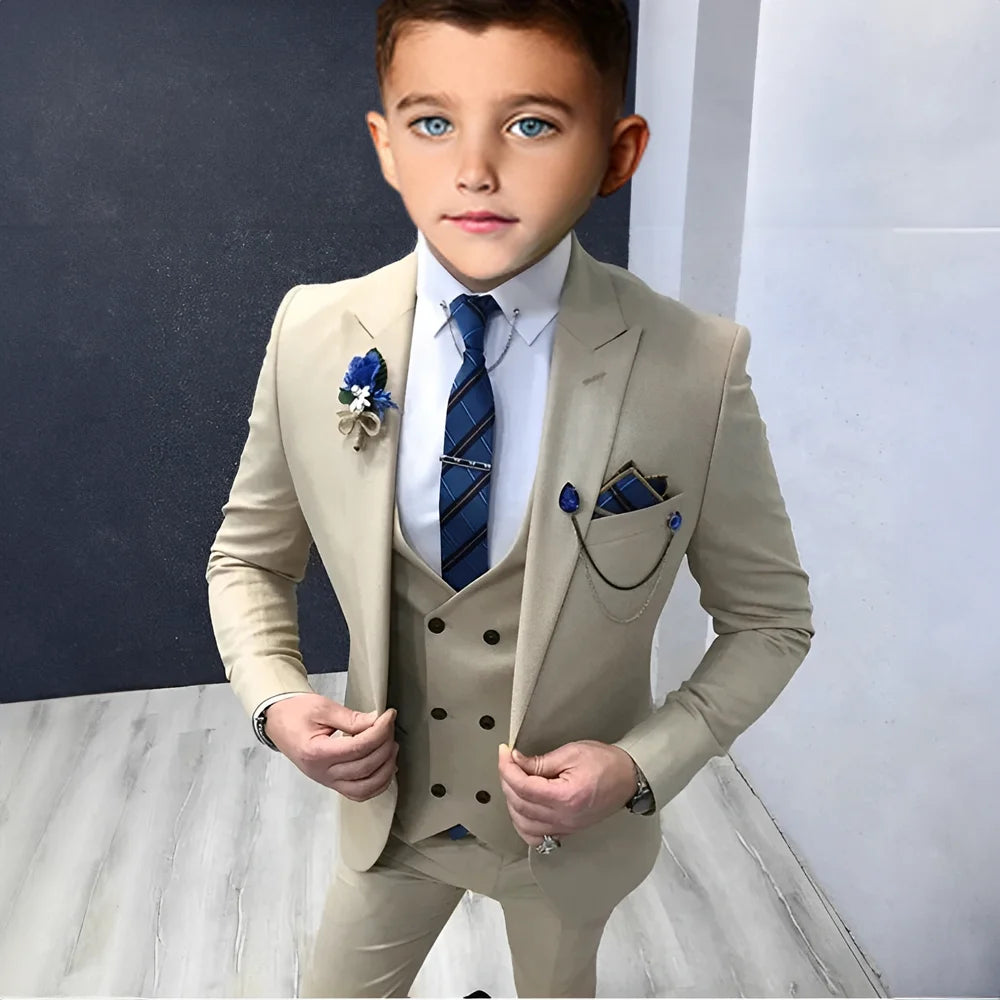 Ensemble de costume formel à revers, 3 pièces pour enfants, tenue de performance, Costumes d'hôte, beaux et élégants pour garçons, costumes Slim Fit, smoking de fête