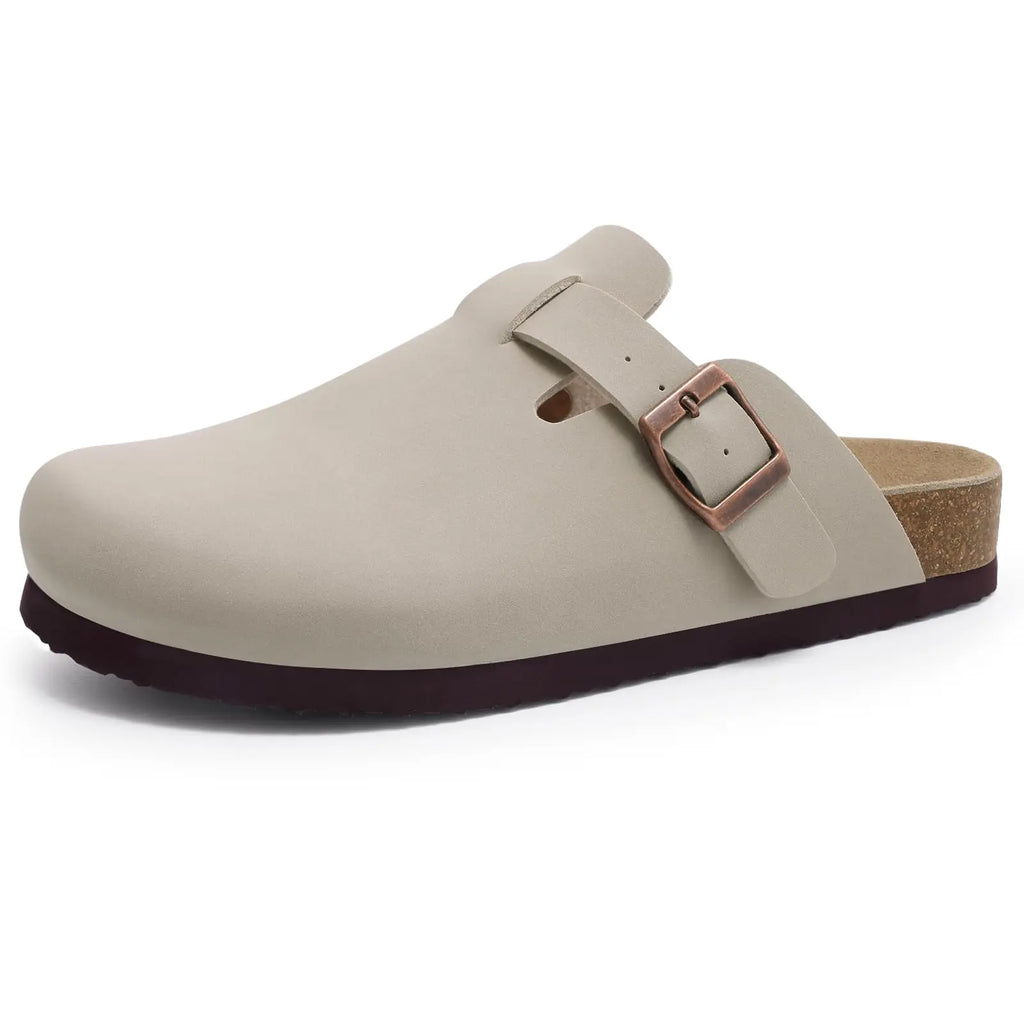 Comwarm – Mules en daim pour femmes, pantoufles, sabots pour hommes, sandales à semelle intérieure en liège avec Support d'arc, diapositives de plage en plein air, chaussures de maison