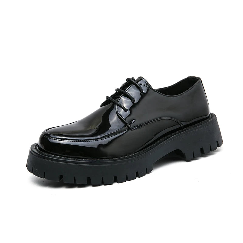 Nouvelles chaussures à plate-forme mocassins chaussures hommes chaussures de mariage à semelles épaisses noir chaussures d'affaires formelles sans lacet en cuir augmenter chaussures décontractées