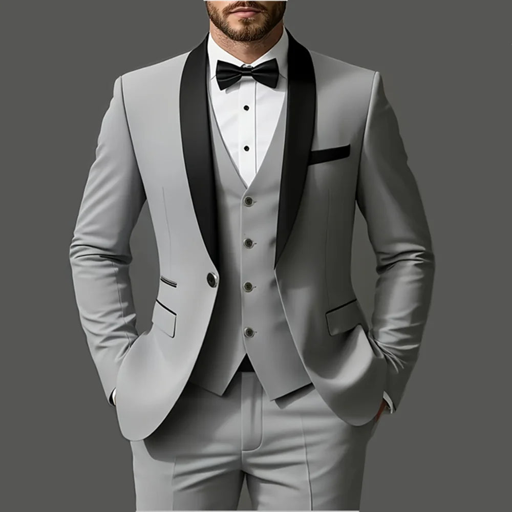 Ensemble de costume 3 pièces pour hommes, veste + gilet + pantalon, à la mode de haute qualité, adapté aux mariages, fêtes et Occasions formelles