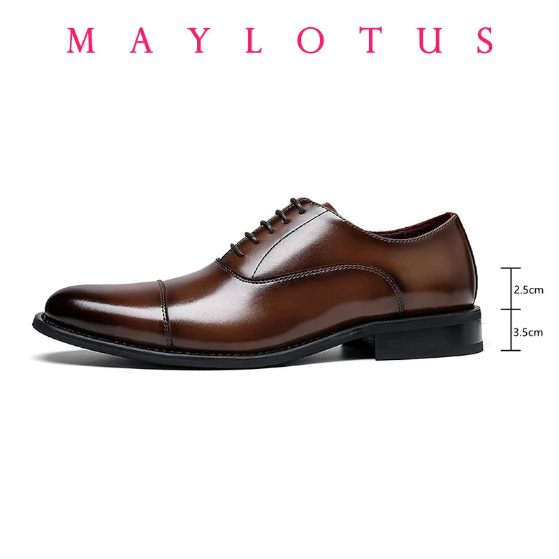 Haute qualité hauteur augmenter Oxford chaussures habillées hommes véritable cuir de vache costume chaussures ascenseur richelieu mariage formel ascenseur chaussures