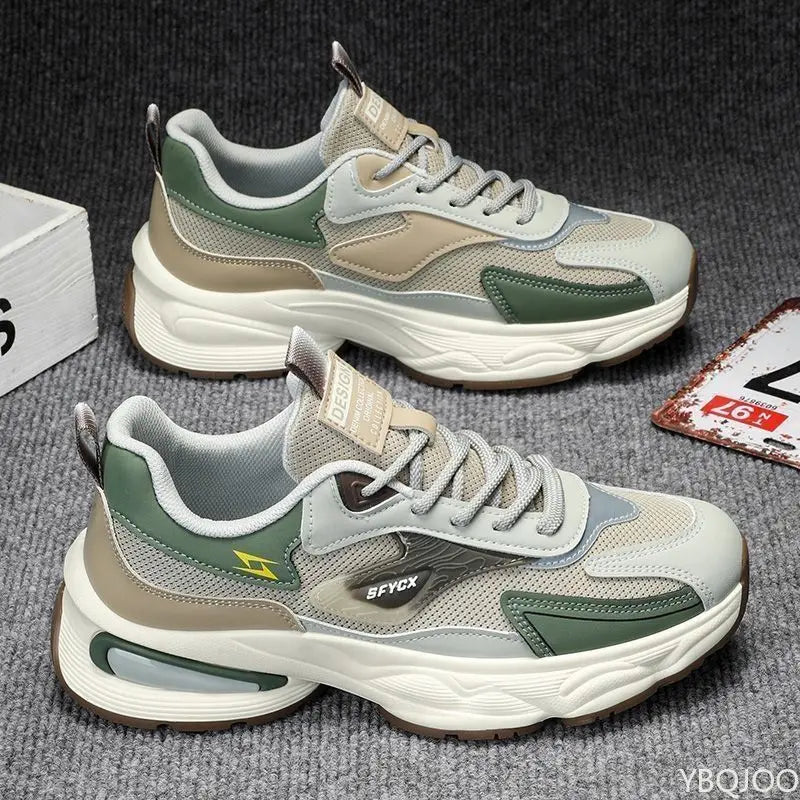 Chaussures de sport en maille résistantes à l'usure pour hommes, respirantes, polyvalentes, décontractées, confortables, à semelles épaisses, nouvelle collection printemps automne