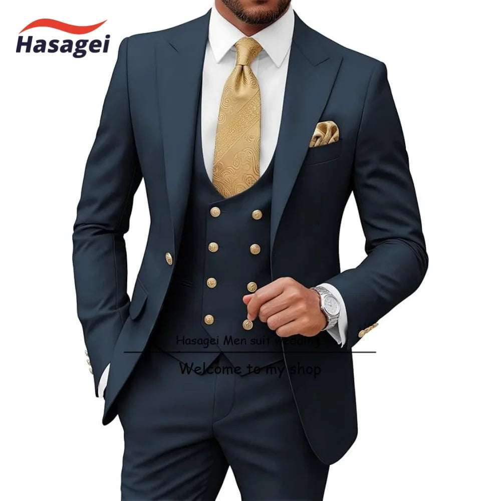 Costumes pour hommes 3 pièces, coupe ajustée, pour mariage, bal de promo, smoking, costumes formels pour hommes d'affaires