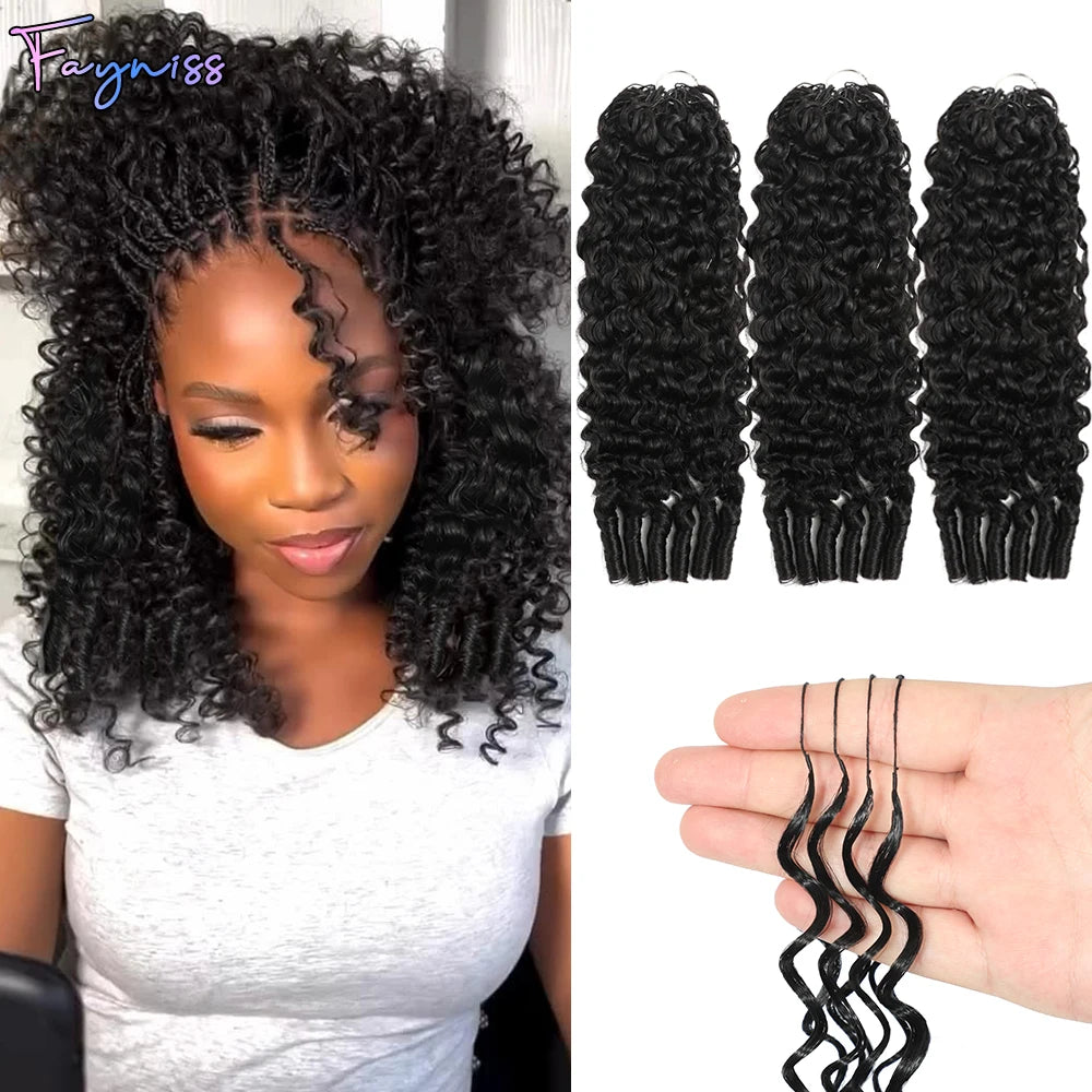 Extensions de cheveux humains bouclés birmans Miracle Knots pour tresses bohèmes, pré-séparées, effet plume, 100% cheveux humains