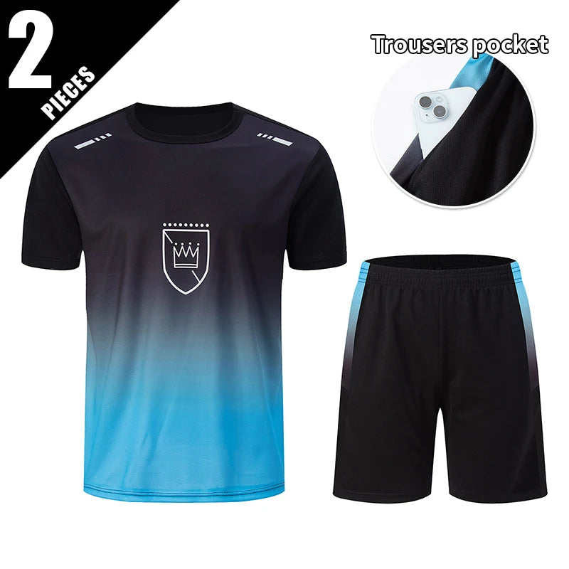 2 ensembles de taille européenne et américaine homme pantalon court à manches courtes costume homme T-shirt décontracté costume de course de remise en forme de sport