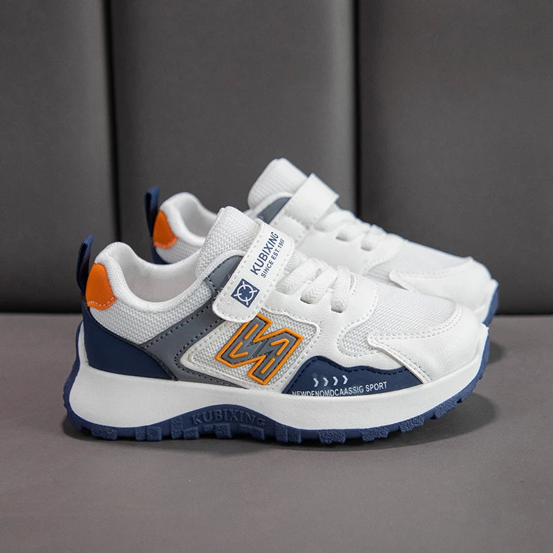 Baskets pour enfants, design tendance, blanches, antidérapantes, décontractées, pour garçons et filles, à scratchs, respirantes, chaussures d'extérieur pour tout-petits