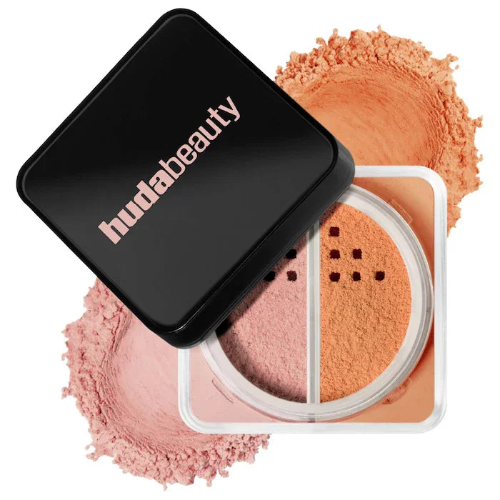 HudaBeauty Easy Bake Poudre Libre Éclaircissante et Correctrice Duo Longue Tenue Contrôle du Sébum Maquillage Naturel Éclatant Imperméable