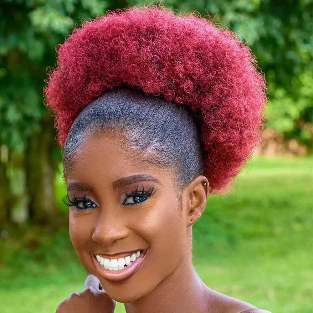 Extensions synthétiques queue de cheval Afro avec cordon de serrage, 10 pouces, pour femmes noires, 4b 4c, cheveux crépus bouclés, chignon, perruques queue de cheval, usage quotidien