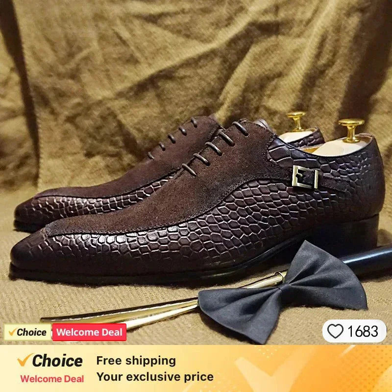 Chaussures en cuir de marque de luxe pour hommes, chaussures en dentelle pointues, DERBY OXFORD Store, robe décontractée pour hommes, chaussures de fête de mariage
