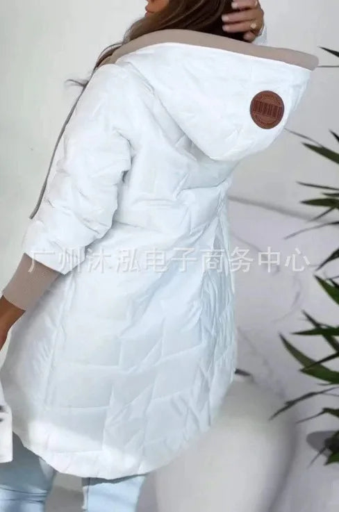 Nouvelle Veste Manteau en Coton à Capuche Ample à Manches Longues et Fermeture Éclair Couleur Unie pour Femme – Collection Printemps-Été 2026