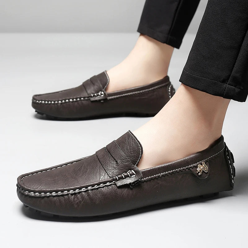 Chaussures italiennes formelles pour hommes, mocassins en cuir faits à la main, chaussures plates à enfiler, chaussures de conduite, chaussures décontractées de luxe confortables pour hommes