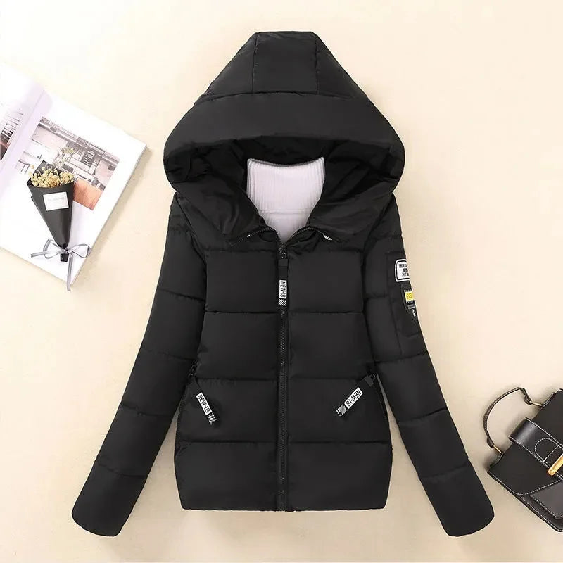 Nouvelle Veste d'Hiver 2026 pour Femme, Parka Courte à Capuche, Manteau Chaud et Épais, Style Coréen Ample, Rembourré en Coton