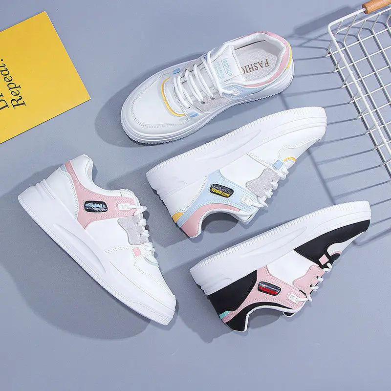 2023Women baskets en cuir PU chaussures pour femmes plate-forme blanche baskets décontractées printemps été femme conseil chaussures plates dames formateurs