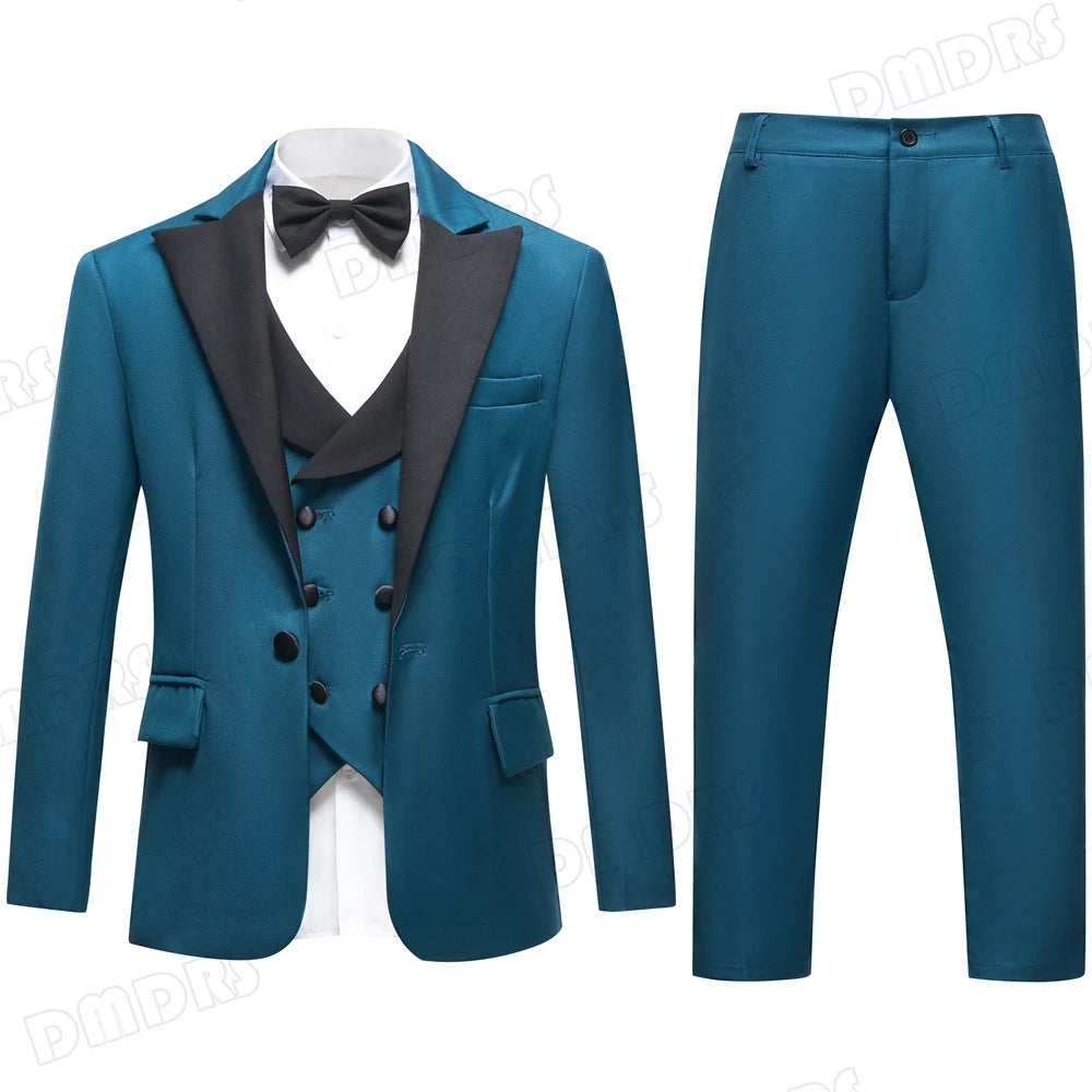 DTLumika populaire Aqua garçon costume ensemble pour mariage 3 pièces costume ensemble formel smoking veste gilet pantalon enfants Photo Shot Oufit