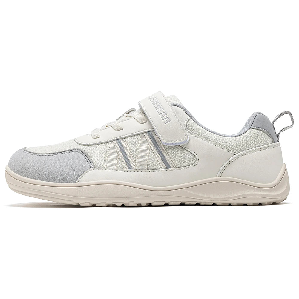 HOBIBEAR Chaussures larges pour enfants, baskets légères en cuir synthétique à scratchs, style pieds nus, zéro drop, pour la marche