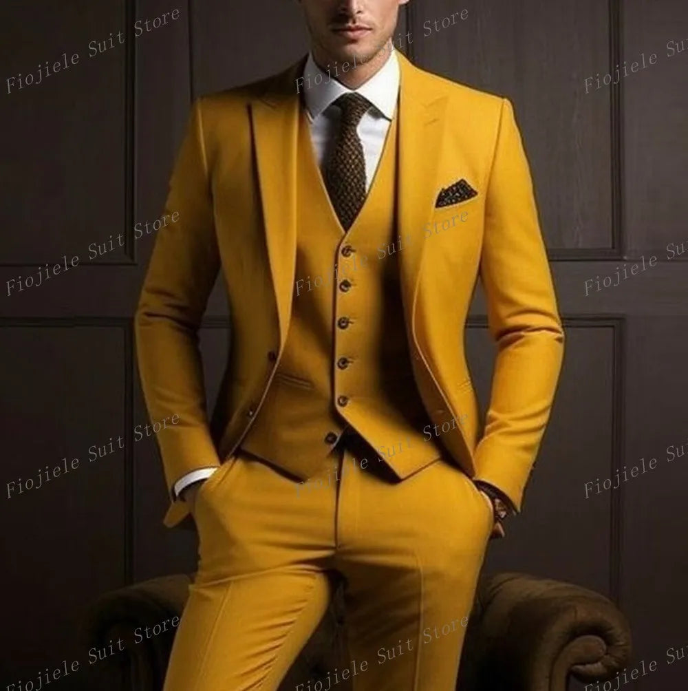 Costume ivoire pour hommes, Tuxedos d'affaires pour occasions formelles, marié, fête de mariage, bal de promo, ensemble 3 pièces, Blazer, gilet, pantalon