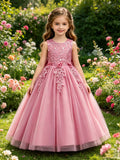 Nouvelle robe de demoiselle d'honneur pour fête d'anniversaire, robe de soirée adaptée aux filles de 4 à 12 ans, robe en tulle et dentelle pour enfants