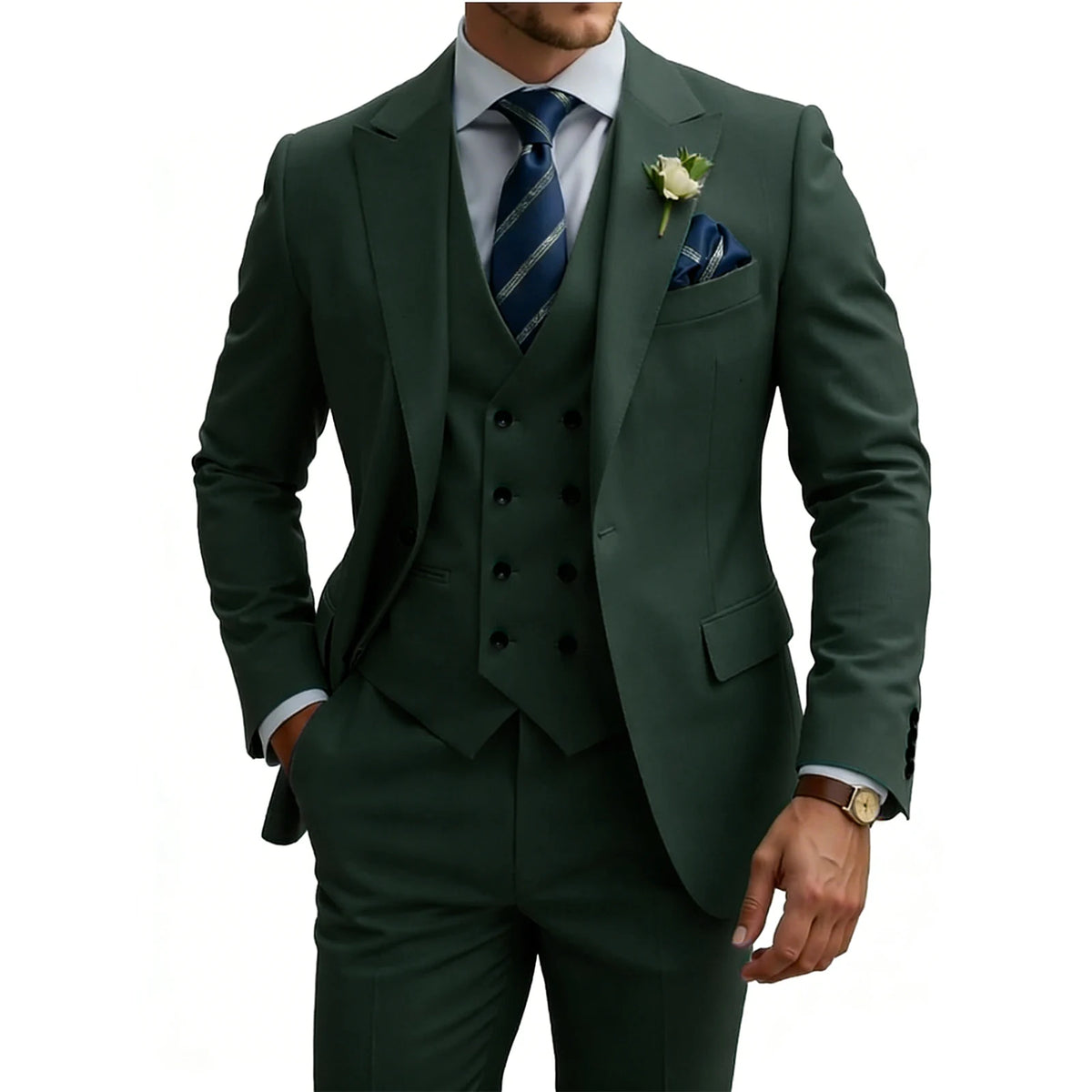 Costume homme 3 pièces slim fit, double boutonnage, pour mariage, bal, cérémonie, dîner formel, smoking