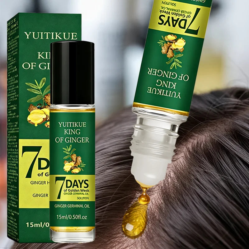 YUITIKUE King of Ginger Huile Germinale 7 Jours - Sérum de Croissance Capillaire Solution Nutritive au Gingembre pour des Cheveux Plus Épais et Plus Volumineux
