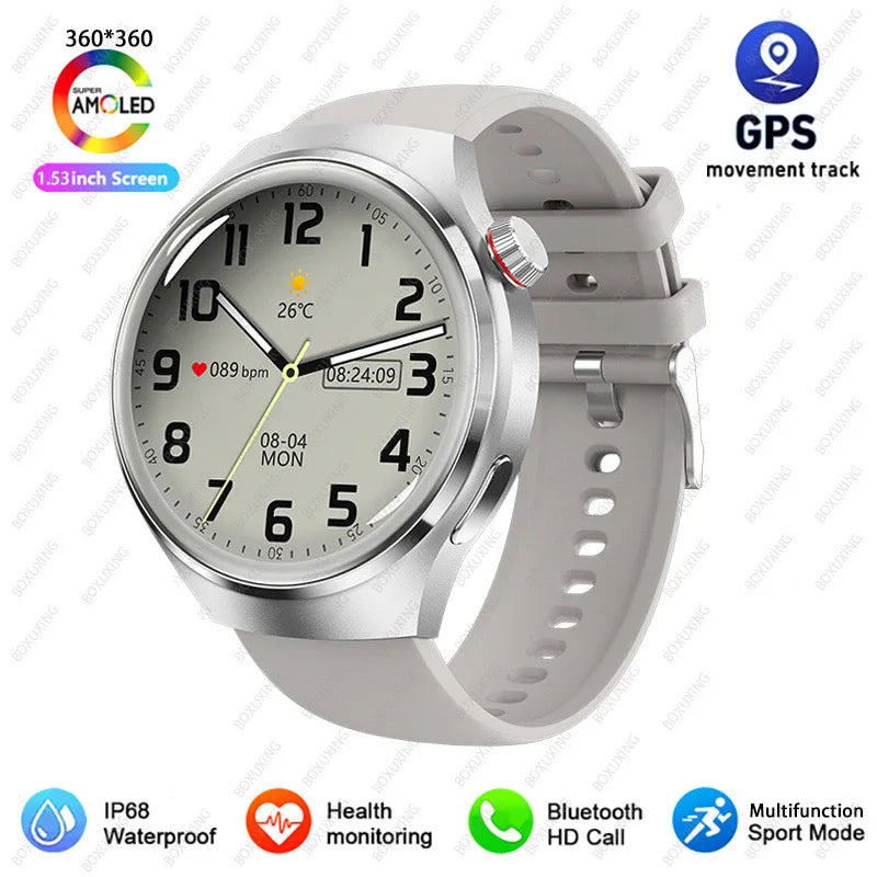 Nouvelle Montre Connectée GPS 4 Pro 2026 pour Hommes, Écran AMOLED 360*360, Fréquence Cardiaque, Appel Bluetooth, Étanche IP68, Montre Intelligente Sportive pour Homme
