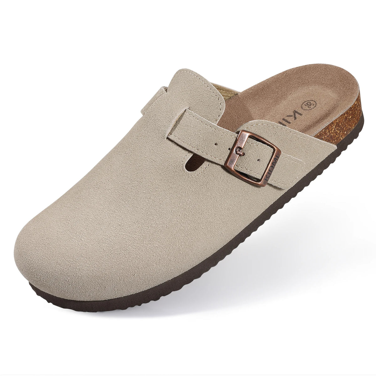 Comwarm – Mules en daim pour femmes, pantoufles, sabots pour hommes, sandales à semelle intérieure en liège avec Support d'arc, diapositives de plage en plein air, chaussures de maison