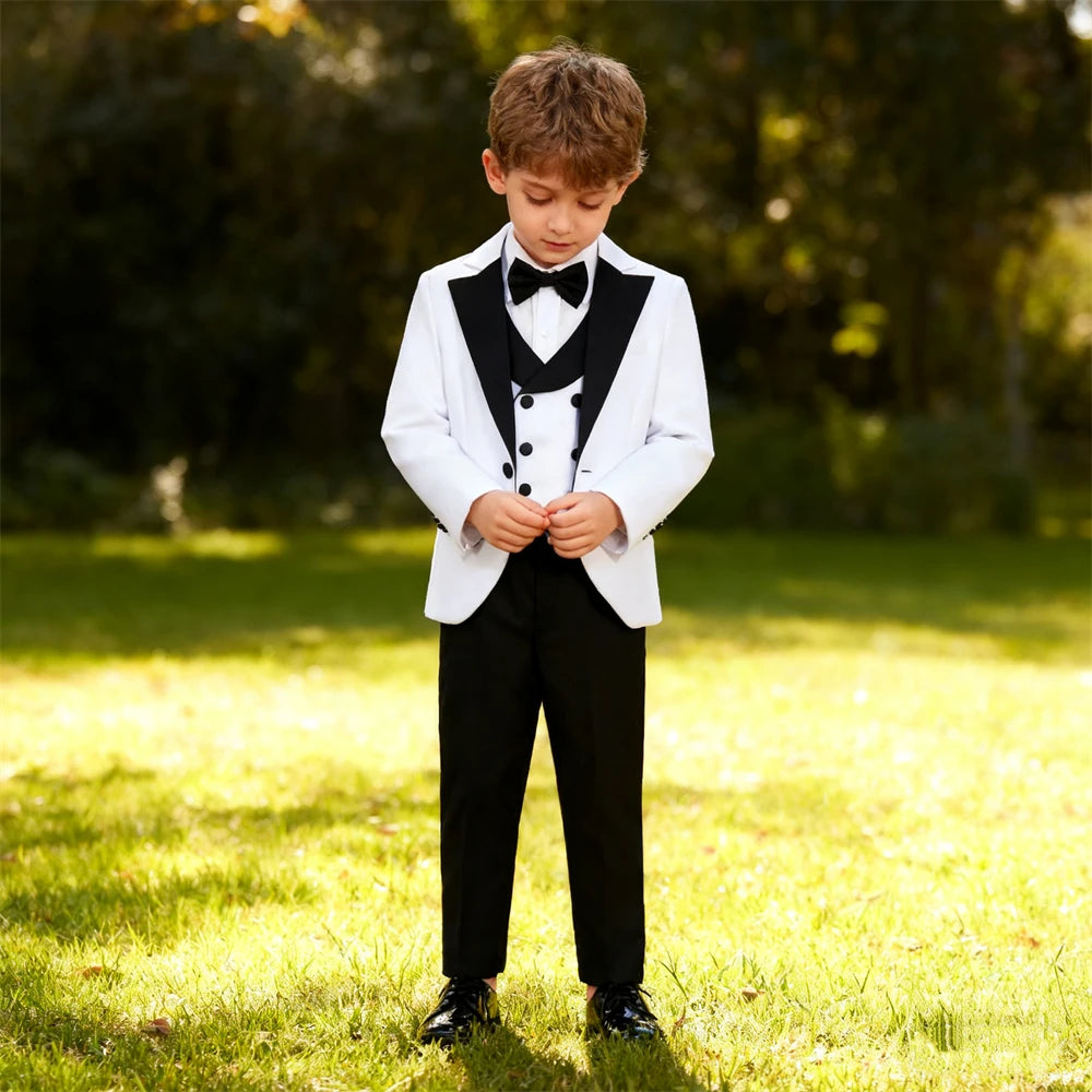 DTLumika – ensemble de costume de marque pour garçons de 3 à 14 ans, veste de costume classique à col noir, gilet et pantalon, ensemble avec nœud papillon, costumes de fête de Communion pour tout-petits