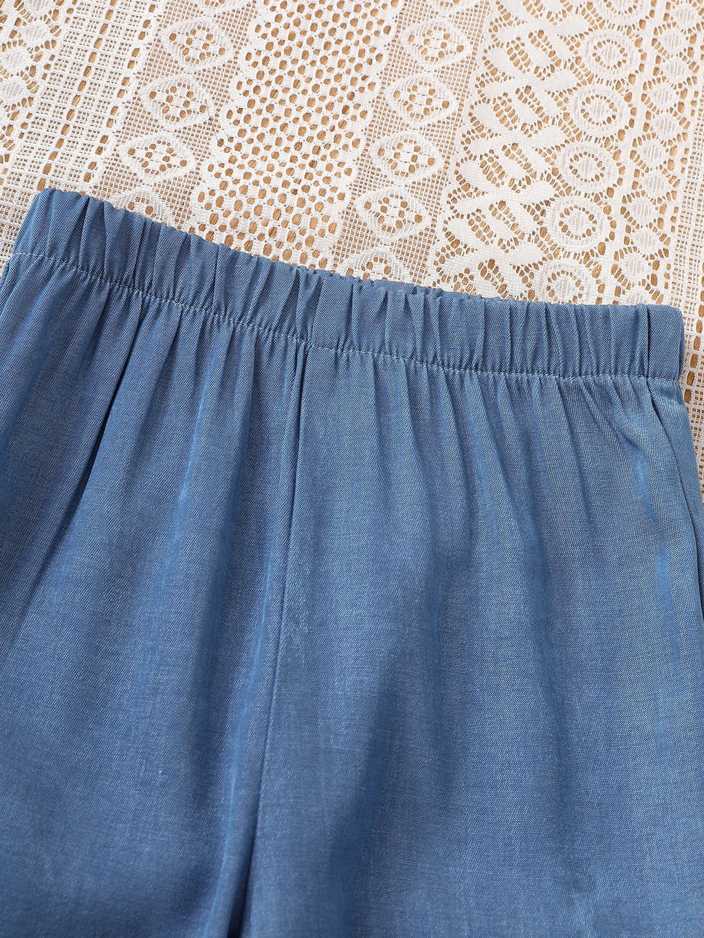 Ensemble deux pièces en Denim Patchwork pour filles, avec manches blanches, jupe bleue, haut et pantalon Long en Denim pour enfants, printemps-automne