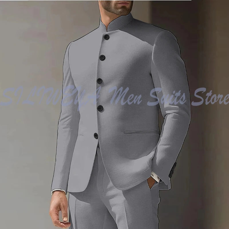 Costume Homme Blanc en Lin, Simple Boutonnage, 2 Pièces (Veste et Pantalon), pour Occasions Spéciales, Formel, Personnalisable, Vêtement Masculin Tendance Classique 2025