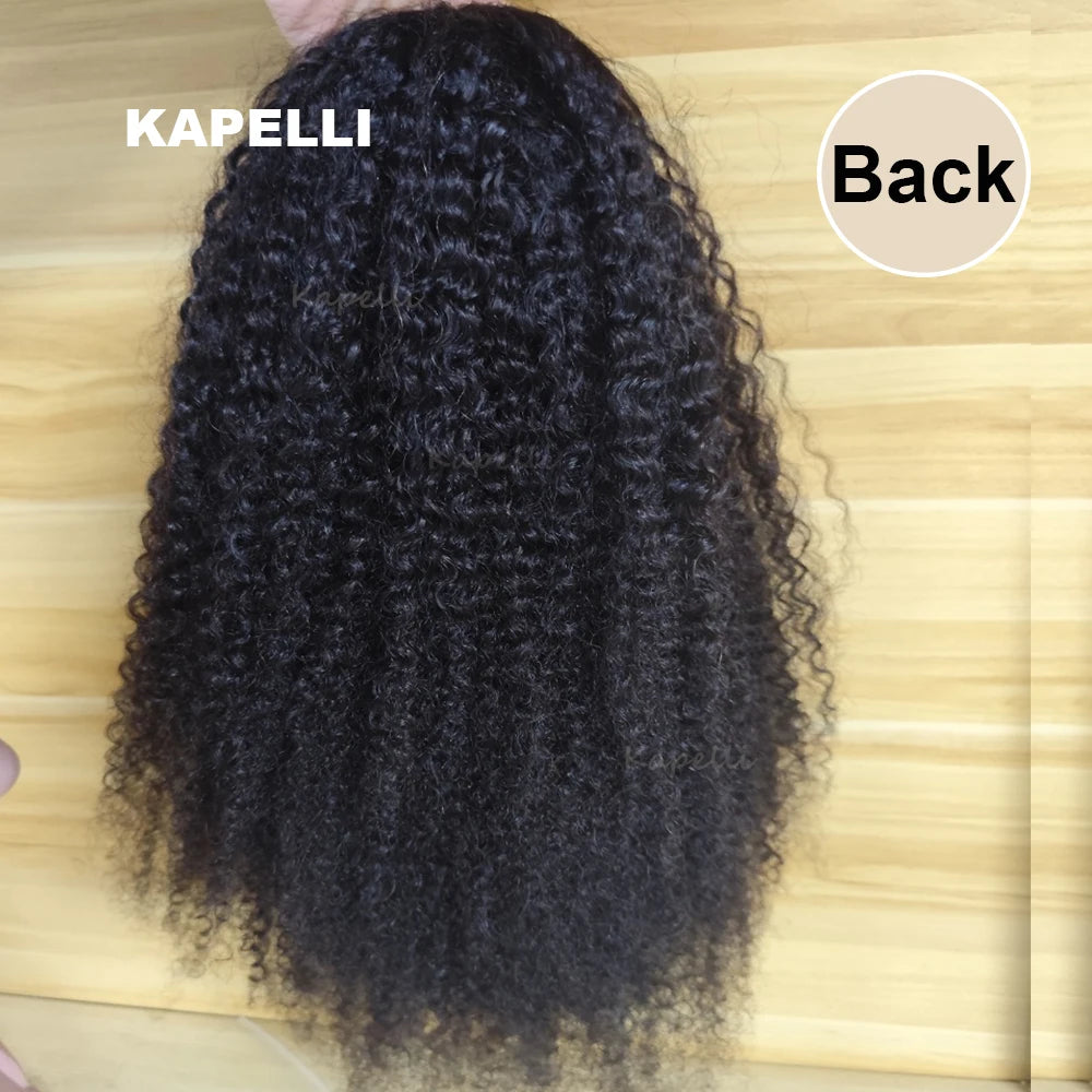Demi-perruque de cheveux humains 180% demi-perruque crépus bouclés perruques de cheveux humains 3 en 1 ligne de cheveux Invisible porter aller avec cordon sans couture