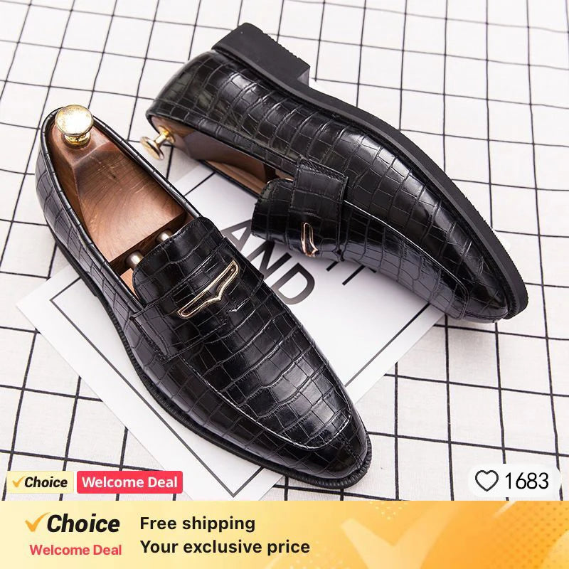 Chaussures provoqué rétro en cuir véritable pour hommes, crocodile, pantoufles de fête de mariage, mode italienne, grande taille, Mars
