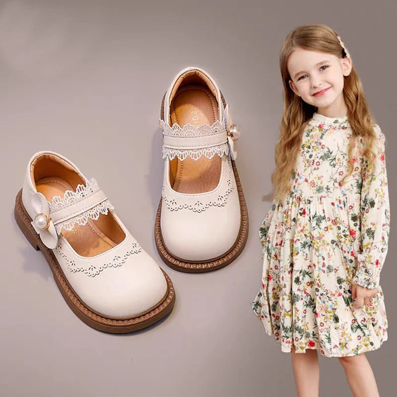 Petites chaussures en cuir pour filles, taille 23-36, chaussures simples en cuir à fond souple pour enfants, Beige, mode polyvalente, chaussures pour bébés pour enfants