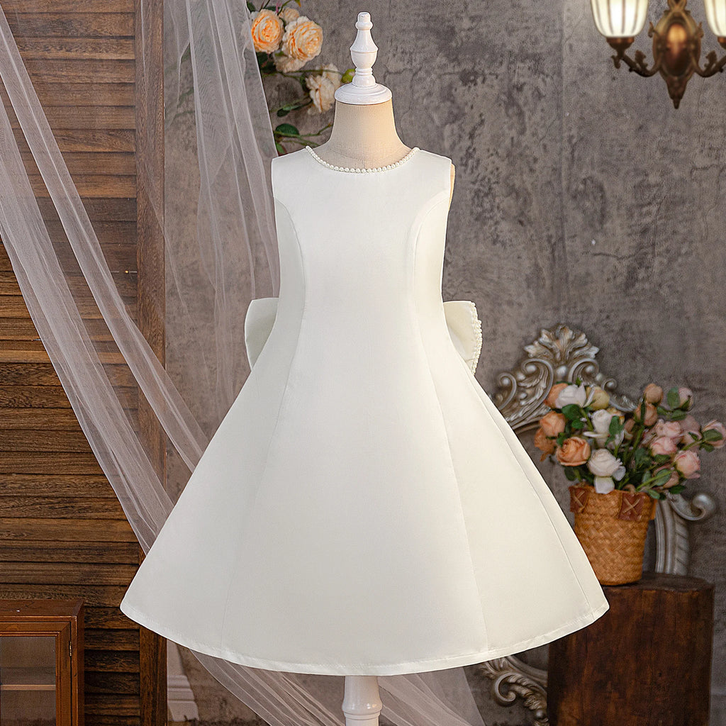 Robe de soirée de baptême pour filles, tenue de princesse élégante avec nœud, pour demoiselles d'honneur, de mariage, de Gala, d'anniversaire, de remise de diplôme