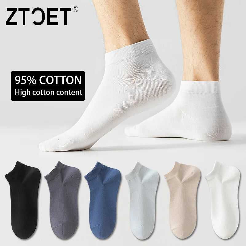 6 paires de chaussettes en coton peigné pour hommes, de haute qualité, courtes, respirantes, anti-odeur et antibactériennes, pour affaires, printemps et été