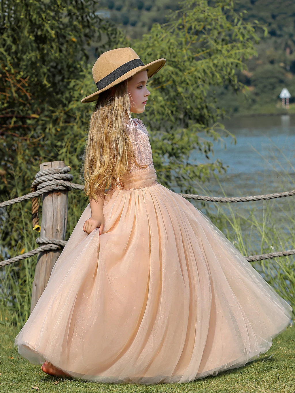 Robe de soirée Champagne pour filles, sans manches, robe de bal de danse, broderie, mariage, anniversaire, luxe, princesse, dos nu, vente en gros