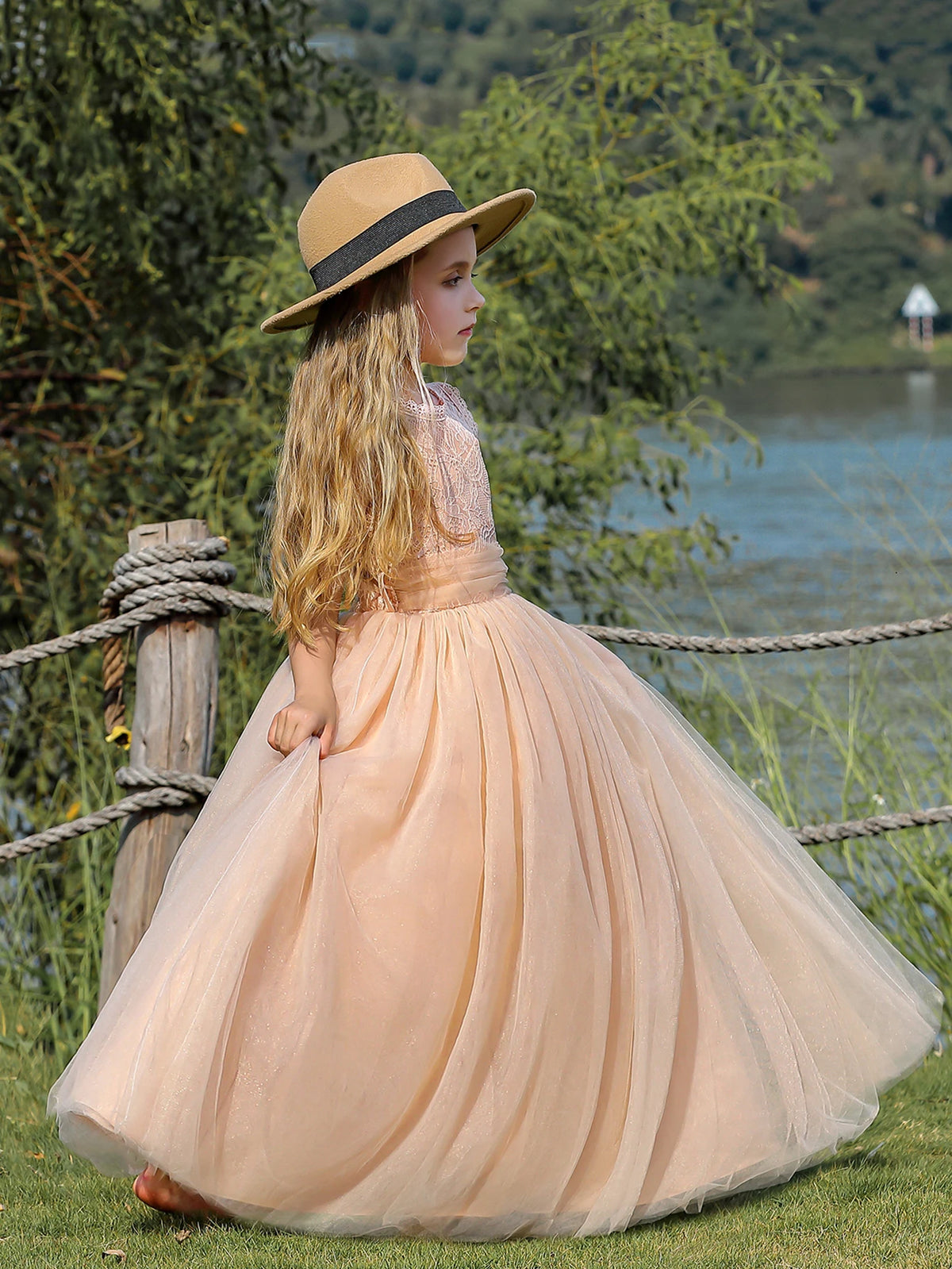 Robe de soirée Champagne pour filles, sans manches, robe de bal de danse, broderie, mariage, anniversaire, luxe, princesse, dos nu, vente en gros