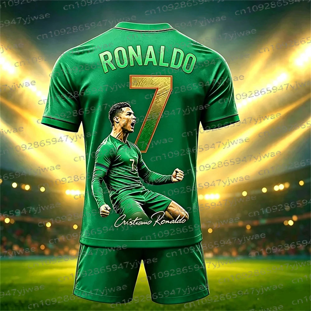 Ensemble maillot et short de football édition spéciale Ronaldo N°7 pour femme, homme et enfant – Tenue de sport décontractée Harajuku d'été – Ensemble 2 pièces