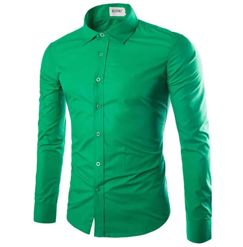 14 couleurs couleur unie hommes à la mode couleur bonbon chemise hommes décontracté à manches longues chemise pour hommes