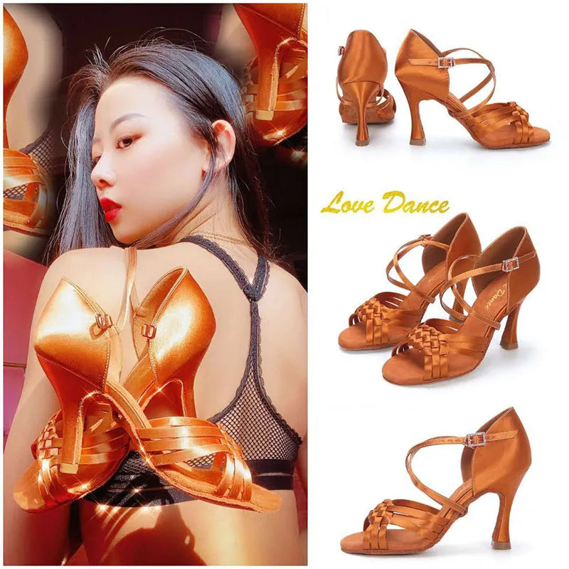 Chaussures de danse latine SW pour femmes, talon moyen, semelle souple, pour débutantes, compétition, performance et audition