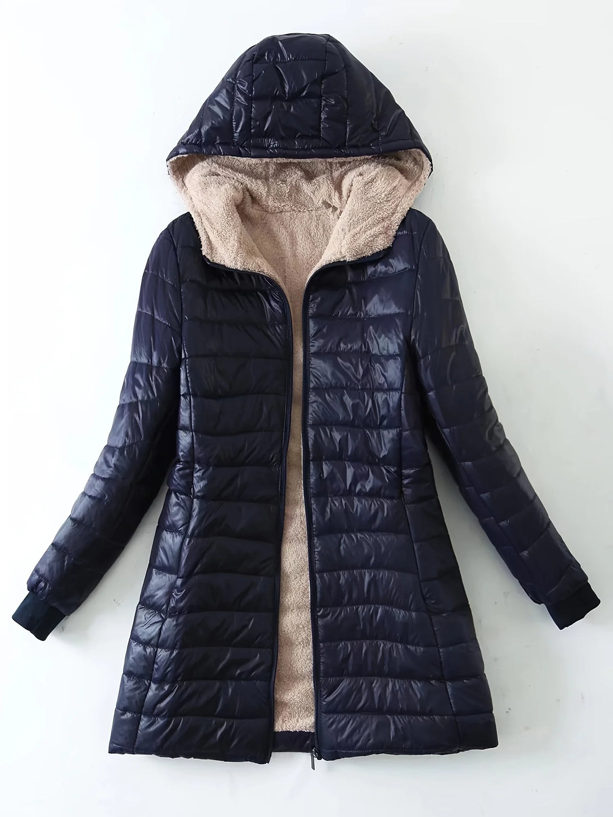Nouvelle veste longue à capuche en coton avec doublure polaire pour l'automne et l'hiver, manteau pour femme