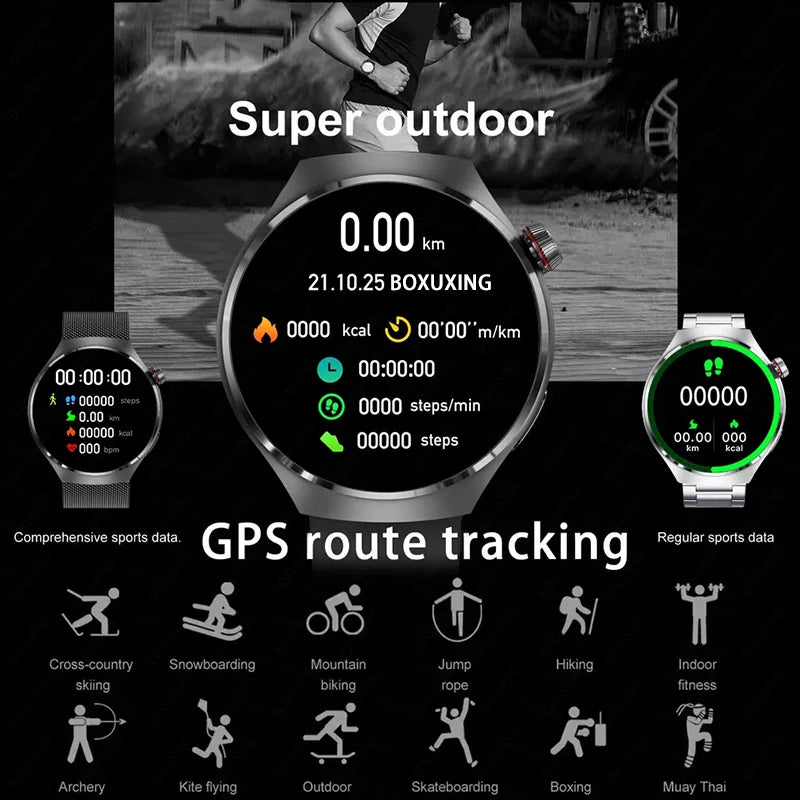 Nouvelle Montre Connectée GPS 4 Pro 2026 pour Hommes, Écran AMOLED 360*360, Fréquence Cardiaque, Appel Bluetooth, Étanche IP68, Montre Intelligente Sportive pour Homme