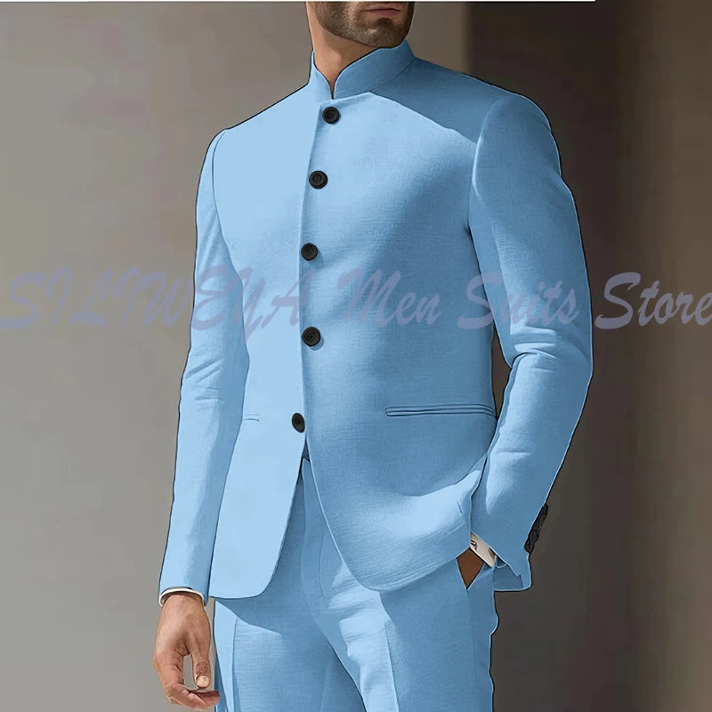 Costume Homme Blanc en Lin, Simple Boutonnage, 2 Pièces (Veste et Pantalon), pour Occasions Spéciales, Formel, Personnalisable, Vêtement Masculin Tendance Classique 2025