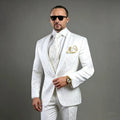 Costume deux pièces blanc à imprimé floral pour homme, veste et pantalon, pour garçons d'honneur, mariage, cocktail, soirée formelle, smoking de marié