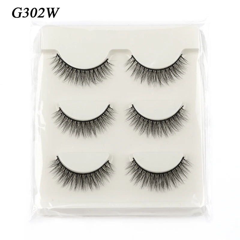 Faux Cils Naturels Longs en Vison 3D, Souples et Moelleux, fissuraminants, Faits à la Main, Outils de Maquillage pour les Yeux, 3 Paires