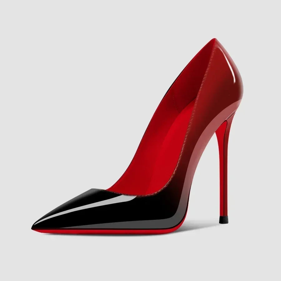 2025New dégradé fond rouge grands talons Sexy motif léopard pointu professionnel chaussures pour femmes noir Graduation chaussures simples
